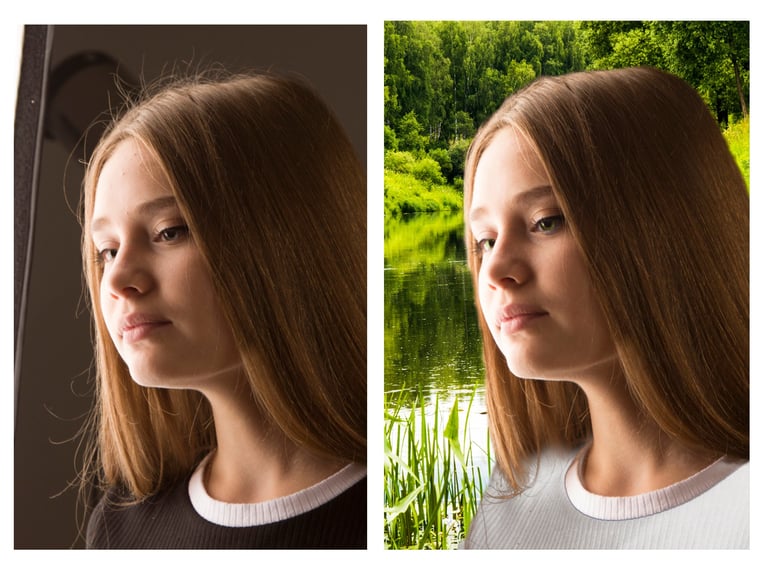 Before and after portrait retouch